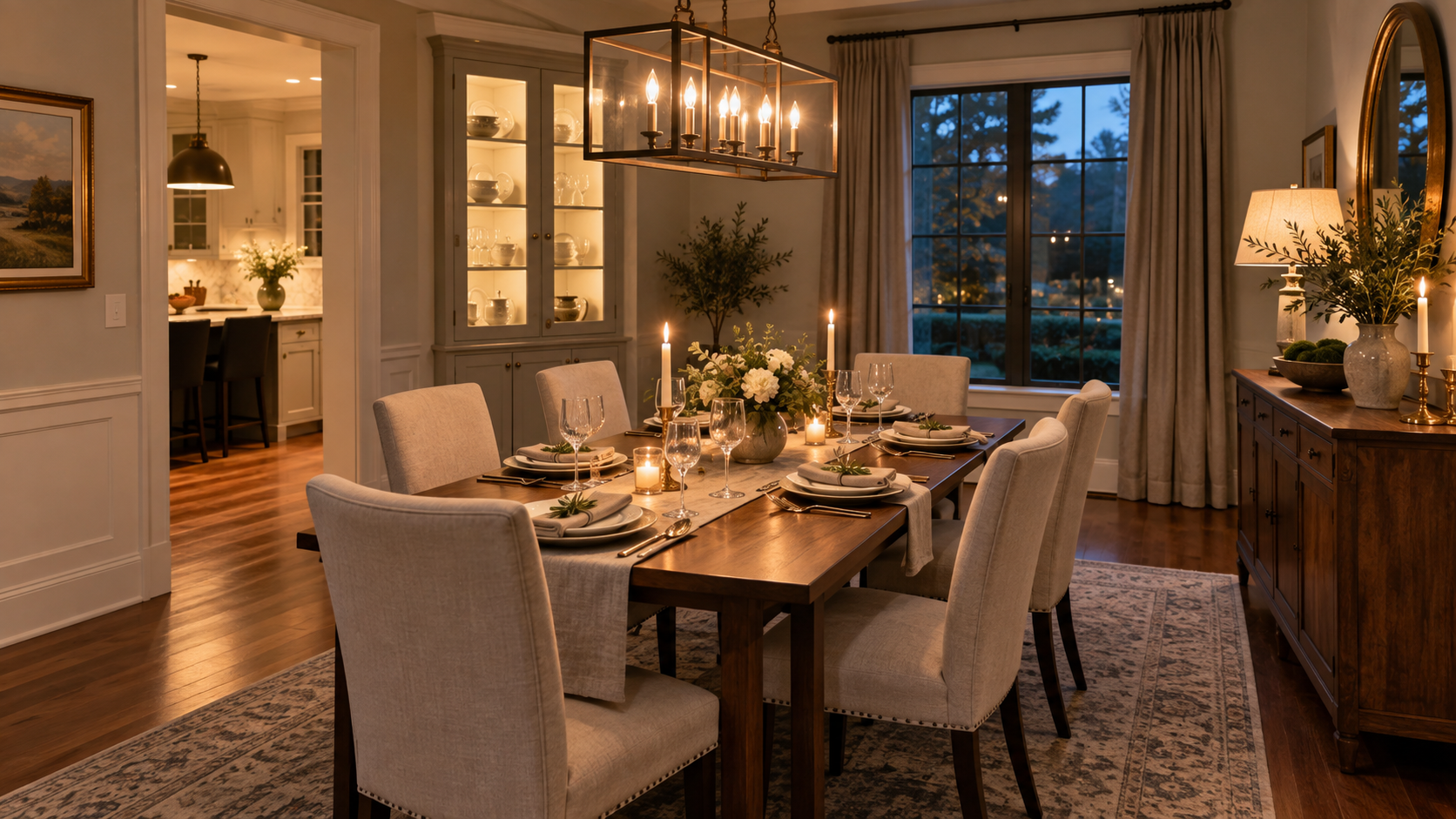 Thoughtful dining room with a wood table and chairs
